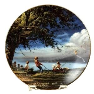 1995 Terry Redlin Collector Plate Spring Fever Children Flying Kites Heartland